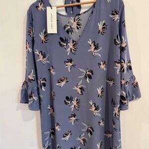 Floral Blue dress in silk by Amour Vert